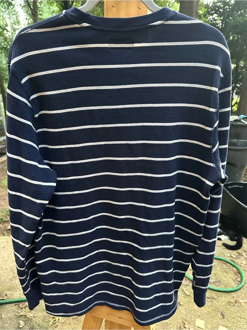 Polo by Ralph Lauren Navy & White Striped Long-Sleeve Tee with Red Pony